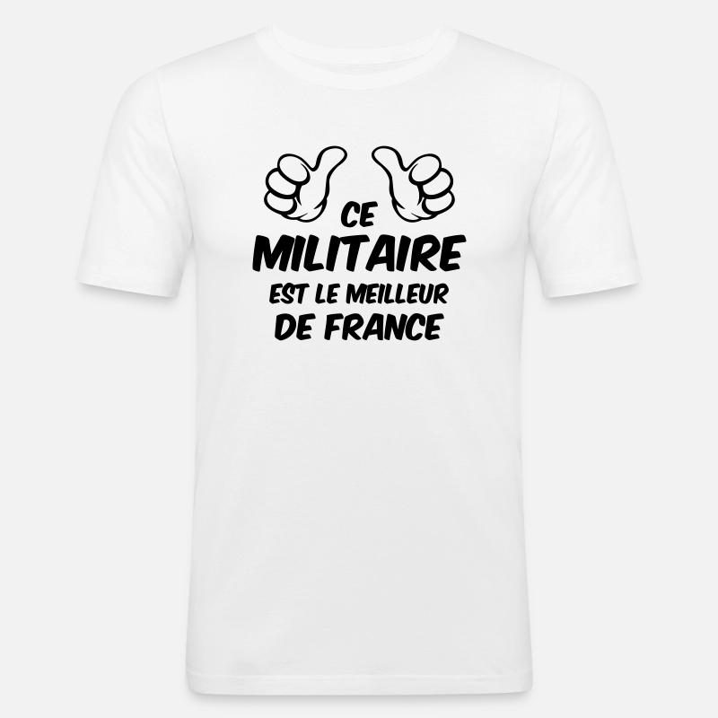 BESTES MILITÄR - Männer Slim Fit T-Shirt - Weiß