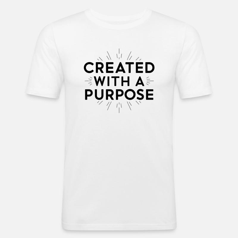 created with a purpose - Männer Slim Fit T-Shirt - Weiß