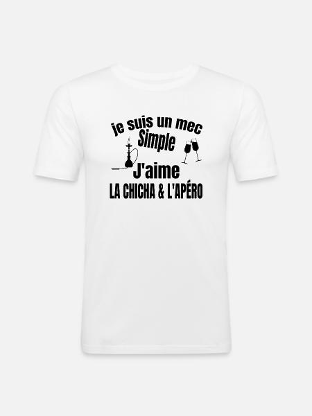 chicha et apéro - T-shirt près du corps Homme - blanc