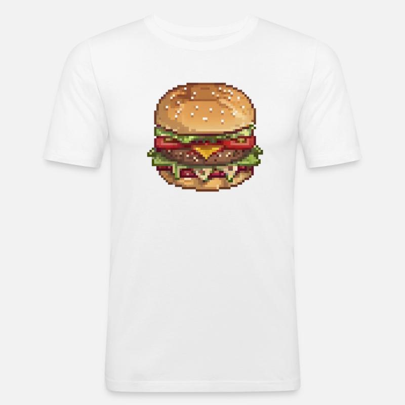 Burger in Byte-Größe - Männer Slim Fit T-Shirt - Weiß