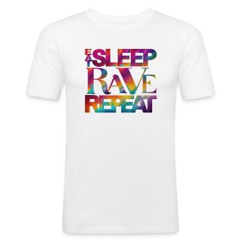 Eat Sleep Rave Repeat - Men's Slim Fit T-Shirt - white - Front - Nik (191cm)