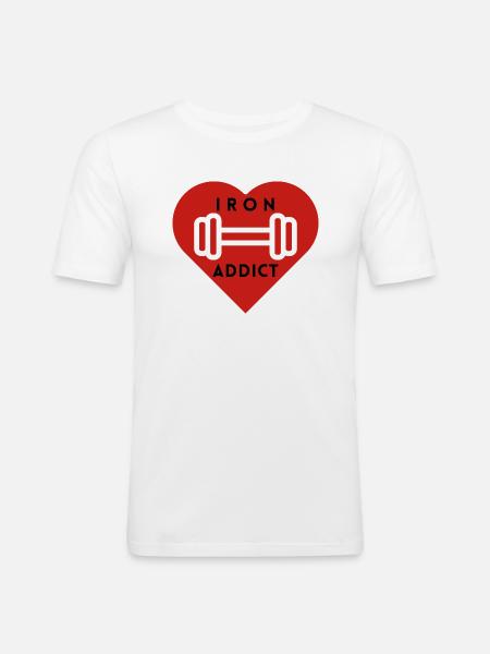 Gym Iron Addict - Men's Slim Fit T-Shirt - white