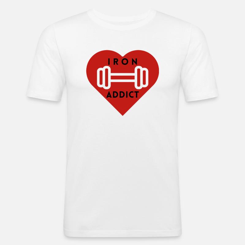 Gym Eisen Addict - Männer Slim Fit T-Shirt - Weiß
