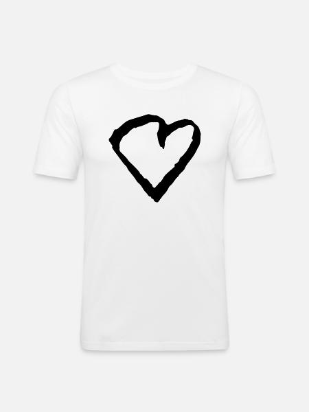 herz - Männer Slim Fit T-Shirt - Weiß