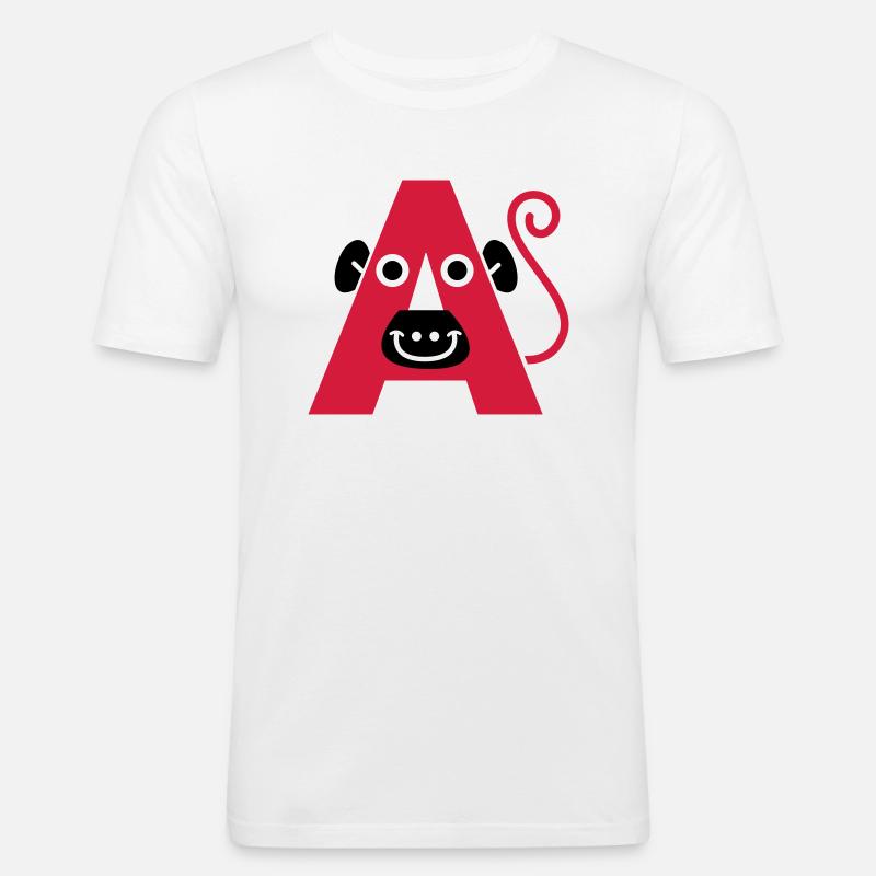 letter a - Männer Slim Fit T-Shirt - Weiß