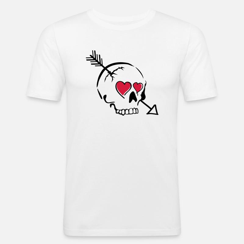 schädel pfeil herzen - Männer Slim Fit T-Shirt - Weiß