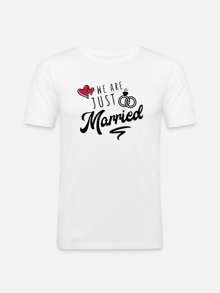 we are just married - Männer Slim Fit T-Shirt - Weiß