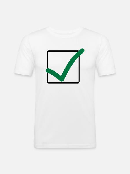 haekchen_02 - Männer Slim Fit T-Shirt - Weiß