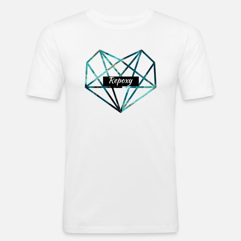 Blue green diamond - Men's Slim Fit T-Shirt - white