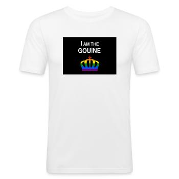 I am the gouine - T-shirt près du corps Homme - blanc - Devant - Nik (191cm)