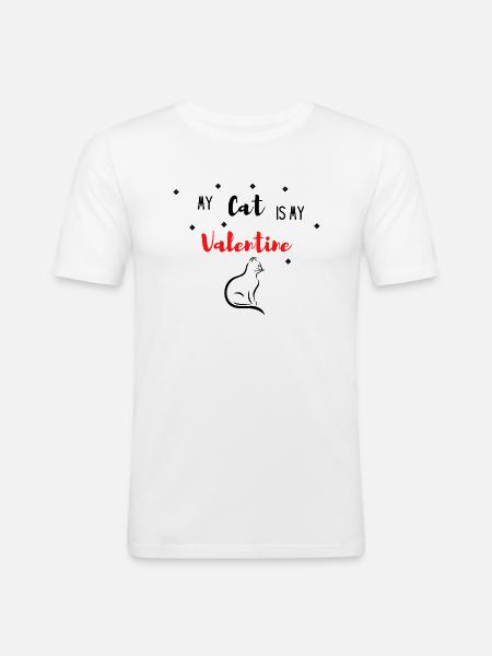 Katze - Männer Slim Fit T-Shirt - Weiß