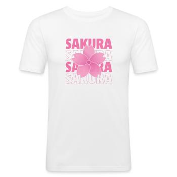 SAKURA - Männer Slim Fit T-Shirt - Weiß - Vorne - Nik (191cm)