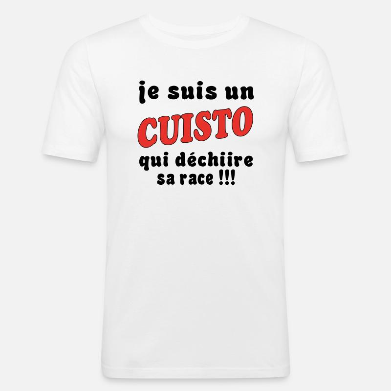 Ich bin ein CUISTO - Männer Slim Fit T-Shirt - Weiß