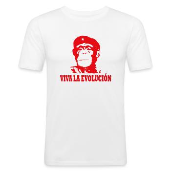 Viva la evolucion - Männer Slim Fit T-Shirt - Weiß - Vorne - Nik (191cm)