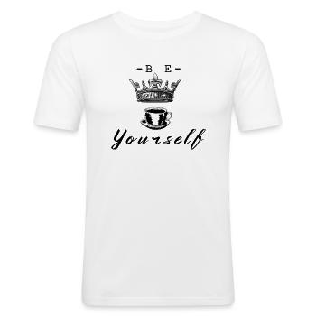 SEI DU SELBST - Männer Slim Fit T-Shirt - Weiß - Vorne - Nik (191cm)