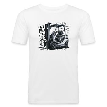 Je suis payé pour le forking ! - T-shirt près du corps Homme - blanc - Devant - Nik (191cm)