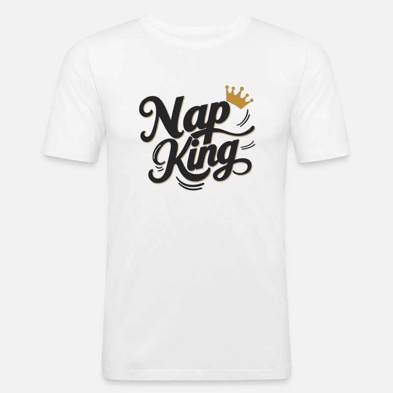 Nap King - Männer Slim Fit T-Shirt - Weiß