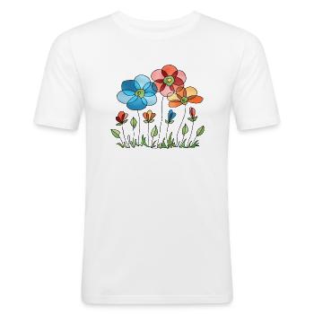 Fleur - T-shirt près du corps Homme - blanc - Devant - Nik (191cm)