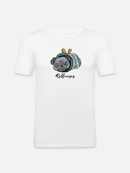 Mops beim Fasching! Geschenk Rollmops - Männer Slim Fit T-Shirt - Weiß