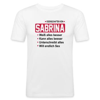 sabrina - Männer Slim Fit T-Shirt - Weiß - Vorne - Nik (191cm)