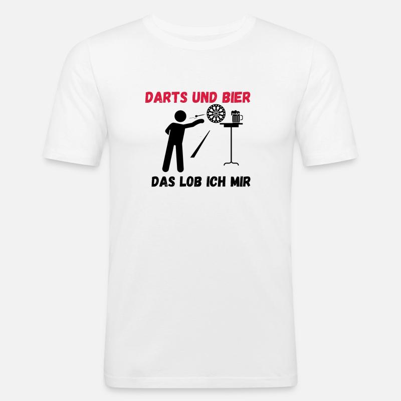 Darts und Bier Schwarz - Männer Slim Fit T-Shirt - Weiß