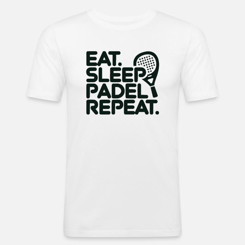 Eat sleep padel repeat 4 - Männer Slim Fit T-Shirt - Weiß