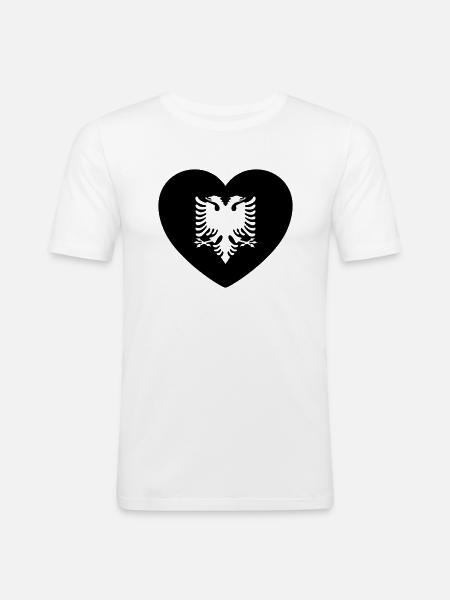 Albanien - Männer Slim Fit T-Shirt - Weiß