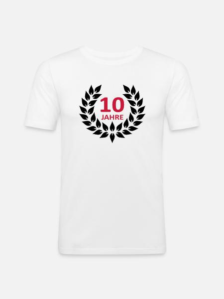 Lorbeerkranz - 10 Jahre - Männer Slim Fit T-Shirt - Weiß