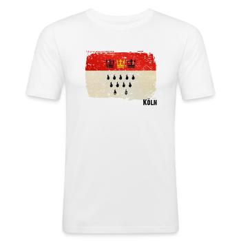 Köln Wappen Emplem Symbol - Männer Slim Fit T-Shirt - Weiß - Vorne - Nik (191cm)