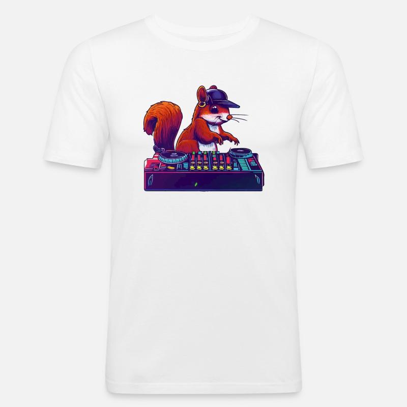 Eichhörnchen DJ Geschenkidee - Männer Slim Fit T-Shirt - Weiß