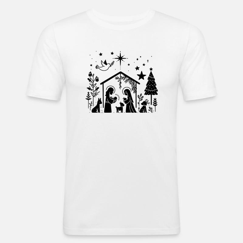 Weihnachtskrippe - Männer Slim Fit T-Shirt - Weiß