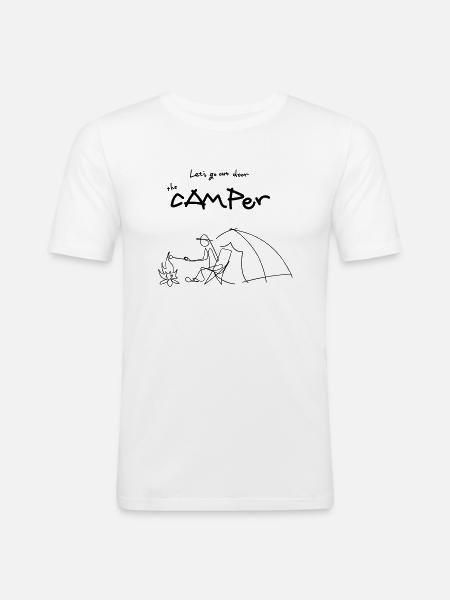 camping 1line - T-shirt près du corps Homme - blanc