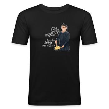 Rieser Grantler // Illustration - Männer Slim Fit T-Shirt - Schwarz - Vorne - Nik (191cm)