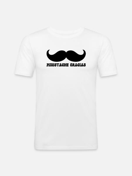 Gracias Schnurrbart - Männer Slim Fit T-Shirt - Weiß