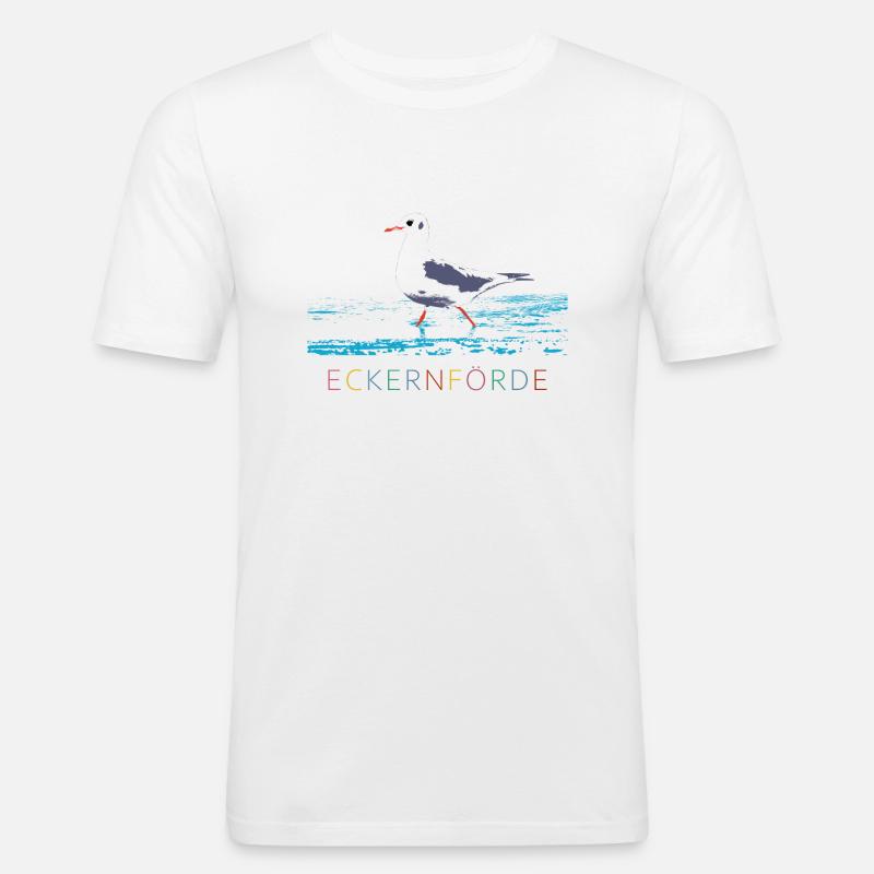 Möwe in Eckernförde - Männer Slim Fit T-Shirt - Weiß