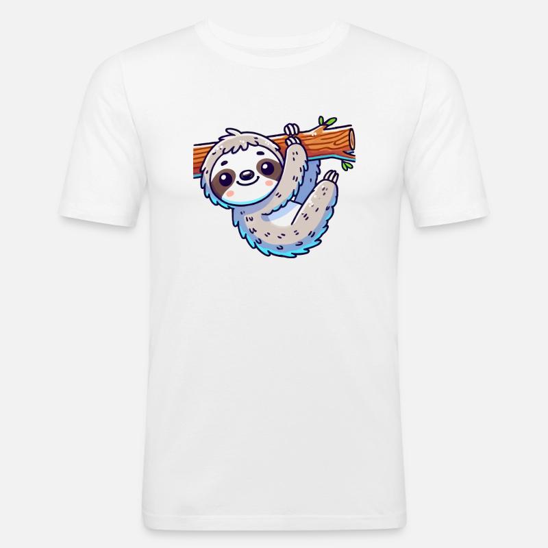 faultier - Männer Slim Fit T-Shirt - Weiß