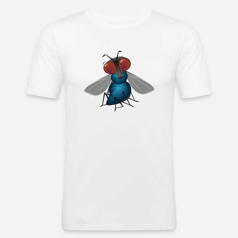 fliege - Männer Slim Fit T-Shirt - Weiß