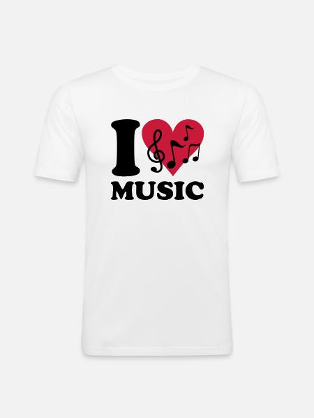 I love Music - Männer Slim Fit T-Shirt - Weiß