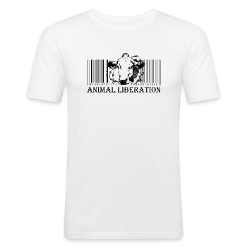 Animal Liberation - Männer Slim Fit T-Shirt - Weiß - Vorne - Nik (191cm)