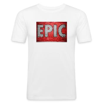 Epic Ziegelsteinmauer Graffiti - Männer Slim Fit T-Shirt - Weiß - Vorne - Nik (191cm)