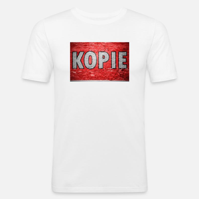 Kopie Ziegelsteinmauer Graffiti - Männer Slim Fit T-Shirt - Weiß