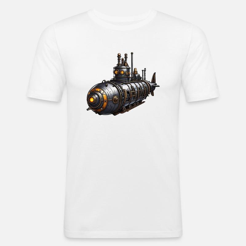 Steampunk-U-Boot - Männer Slim Fit T-Shirt - Weiß