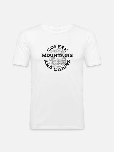 coffee mountains and cabins - Men's Slim Fit T-Shirt - white