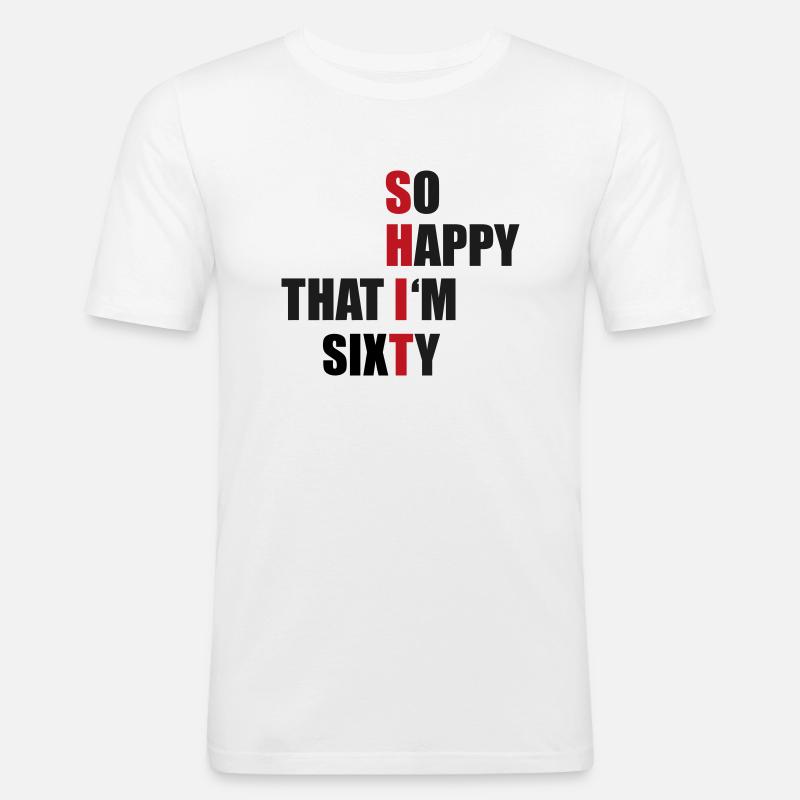 60 - Männer Slim Fit T-Shirt - Weiß