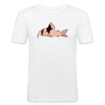 Corydoras panda panzerwels, aquarium catfish wels - Männer Slim Fit T-Shirt - Weiß - Vorne - Nik (191cm)