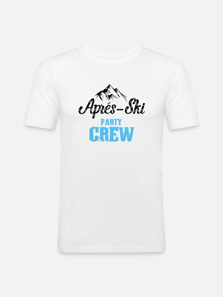 apres skiparty crew - Männer Slim Fit T-Shirt - Weiß