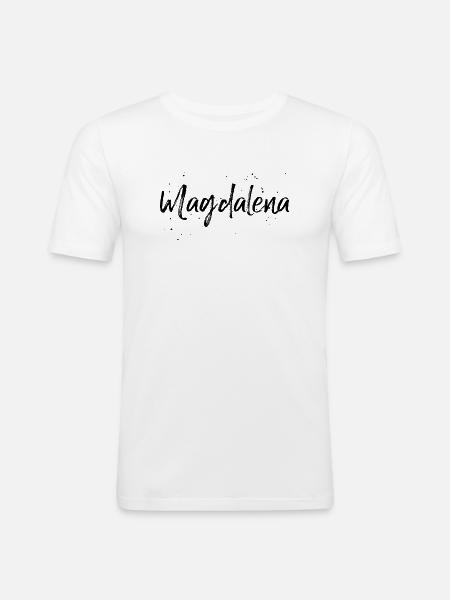 Magdalena - Männer Slim Fit T-Shirt - Weiß