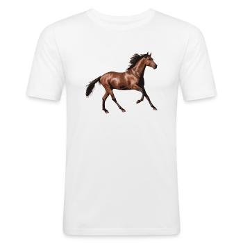 Horse Rider Love Illustration réel - T-shirt près du corps Homme - blanc - Devant - Nik (191cm)