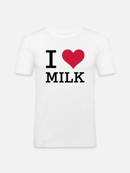 I Love Milk - Männer Slim Fit T-Shirt - Weiß