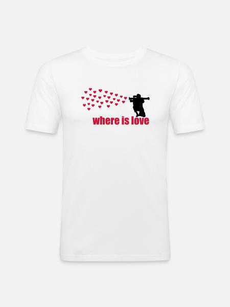 where is love - Männer Slim Fit T-Shirt - Weiß
